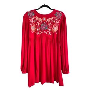 NWT Umgee Embroidered Boho Babydoll Dress Size Small